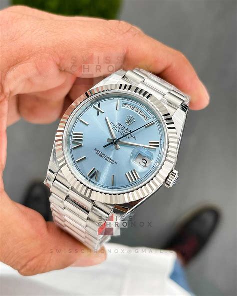 rolex iced out blue|Rolex day date ice blue.